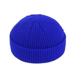 (sininen)Uusi Muoti Miesten Pipo Talvi Neulottu Hattu Poika Pääkallohattu Merimies Cap Cuf Retro Navy Lyhyt Hattu Yksivärinen Unisex Syksyn Lämmin Lippalakki