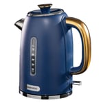 Daewoo SDA1815 Astoria Stainless Steel Lid Opening and Auto/Manual Switch Off Options (220-240V) Boil Dry Protection and Cord Storage, Timeless Design for Any Kitchen, 1.7L Kettle (Navy Blue)