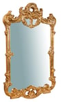 Biscottini - Miroir Mural en Bois Finition Feuille Or Antique L62xP6xH100 cm - Miroir Mural Chambre à Coucher - Miroir avec Cadre - Miroir Vintage