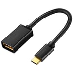 USB-C OTG adapter - USB-C han / USB-A 2.0 hun - Sort