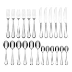 Oneida Icarus 24 Piece Cutlery Set - Stainless Steel Cutlery Set for 6, Heavy Weight & Mirror Finish, Rust Resistant & Dishwasher Safe Flatware