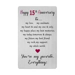 15th Anniversary Card for Women Men Him Her- 15 Fifteen Year Anniversary Keepsake Gift for Husband Wife Spouse