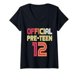 Womens 12 Official Pre-Teen 12th Birthday Girl Vintage 12 Year Old V-Neck T-Shirt