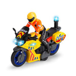 Dickie Toys Rescue Bike (17 cm) - Véhicule de Sauvetage Yamaha à partir de 3 Ans avec Friction et Figurine de conducteur Mobile, Moto Jouet pour Enfants avec lumière et Son, Piles incluses