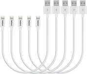 Iphone Charger 1ft 5 Pack, Lightning To Usb Cables 5-Pack Short 1 Foot [Apple Mfi Certified] Charge Cord For Iphone 14/13/12/11/Se/Xs/Xr/X/8/7/6, Ipad Pro Air