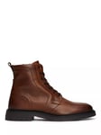 Tommy Hilfiger Comfort Leather Lace Up Boots, Winter Cognac