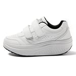 JOMIX Basket Scratch Femme Chaussures à Bascule Femme Chaussures de Sport Orthopédique Baskets pour Femme Marche Gymnastique (Blanc, 40)