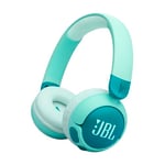 JBL Junior 320 BT, Wireless On-Ear Bluetooth Headphones for Kids with Built-In Mic, 50 Hours Playback, JBL Safe Sound, Low Volume, Easy Controls and Sticker Set, in Green