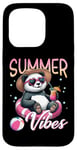 Coque pour iPhone 15 Pro Flotteur de natation panda amusant Summer Vibes Beach Lovers