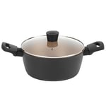 Russell Hobbs RH01670BEU Opulence 24 cm Stockpot - Non-Stick Casserole Pot with Tempered Glass Lid, Induction Hob Suitable, Forged Aluminium Cookware, Dishwasher Safe, Metal Utensil Safe, Gold