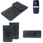 Felt Case for Nokia 105 (2019) dark gray blue edge Cover bag Pouch