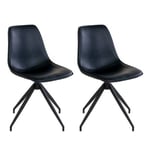 GOOP - Lot de 2 Chaises Pivotantes Simili Cuir Noir