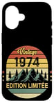 Coque pour iPhone 16 Vintage 1974 Anniversaire 51 ans Homme Femme Année 70