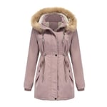 YFFUSHI Manteau Femme Chaude à Manches Longues Capuchon en Fourrure d'hiver Blouson Zippé Veste Parka Manteau Epaissé