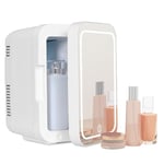 YU YUSING Mini Frigo Cosmétique 4L avec Miroir LED, Frigo de Chambre avec Fonction Chaud/Froid, Mini Réfrigérateur Portable, Petit Frigo Cosmétique 12V/220V, Miroir Maquillage pour Voitures (Blanc)