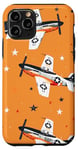 Coque pour iPhone 11 Pro Drapeau américain minimaliste orange tropical P-51 Mustang de la Seconde Guerre mondiale