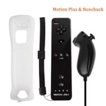 musta nunchuck-Bonadget Nintendo Wii/Wii U Joystick 2 in 1 -langattomaan peliohjaimen ohjainsarjaan Motion Plus silikonikotelolla videopeli