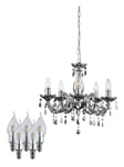 Plafonnier lustre led argent chromé décor acrylique h 128 cm salon chambre