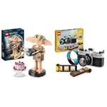 LEGO 76421 Harry Potter Dobby the House-Elf Set, Movable Iconic Figure Model & Creator 3in1 Retro Camera Toy to Video Camera to TV Set, Kids' Desk Decoration