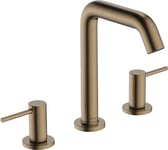 hansgrohe Tecturis S - Mitigeur de lavabo 3 trous avec vidage Push-Open, Robinet de salle de bain avec hauteur sous bec 150 mm, économie d'eau (EcoSmart+), Bronze brossé, 73330140