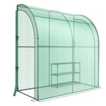 Costway Serre De Jardin Adossée En Pe 198,5x98x215cm Avec Étagère À Plantes 3 Niveaux 2 Portes Zippées Imperméable Cadre En Acier