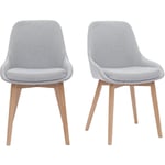 Miliboo - Chaises scandinaves en tissu gris clair et bois clair massif (lot de 2) holo