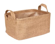 WENKO Panier de rangement Juna M, corbeille décorative pour le rangement ordonné d'accessoires comme p.ex. des vêtements, équipé de deux poignées, matériau extérieur 100% jute, 24 x 17 x 17 cm, brun