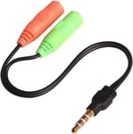 Stereo Headphone Microphone 3.5mm Audio Splitter Cable Adapter Male to 2 Female