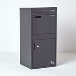 Homescapes - smart parcel box - Boîte aux lettres / colis Extra-Large Noir à accès frontal et arrière en acier - Noir
