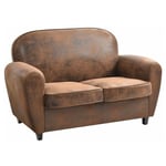 Paris Prix - Canapé Club Vintage Confortable 139cm Marron