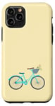 Coque pour iPhone 11 Pro Vélo rétro bleu pour fille avec panier de fleurs