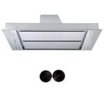Cookology 110cm Extractor Fan, Built-into Ceiling Island Cooker Hood, Remote & Carbon Filters (Stainless Steel)