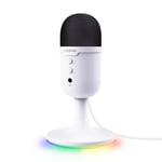 Trust Gaming GXTW 236 Yami Micro Blanc à Condensateur, Microphone USB pour Le Streaming, Twitch, Youtube, Podcast, Jeux PS5, PS4, Micro ASMR avec Filtre Anti-Pop, Touche Muet, Éclairage RGB