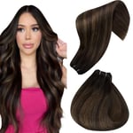 Hetto Extension Tissage Cheveux Marron Extension de Cheveux Tissage Ombre 50CM Tissage Cheveux Naturels 20 Pouces Chatain Balayage Brun Foncé A Brun Clair 100g/Paquet #2/8/2