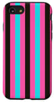 Coque pour iPhone SE (2020) / 7 / 8 Rose Bleu rayé Esthétique Girly Preppy Rayures noires