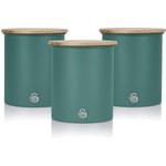 Swan Nordic Style Set of 3 Green Coffee Tea Sugar Canisters Kitchen Storage Pots