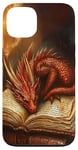 iPhone 13 Aesthetic Gothic Red Dragon Reading Book Painting Bookish Case