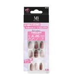 MB MILANO - Nail Art - Lot de 24 faux-ongles colorés - Kit Tout en 1 - Forme Coffin - BORDEAUX BRILLANT - 12 tailles - Red Madness