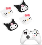 Thumbsticks Pour Ps5 Pour Ps4 Manette,Cute Anime Thème Silicone Joystick Grips Caps Accessoire Pour Xbox Series X/S, Xbox One, Switch Pro Controller,4 Pcs-Chaton Et Lapin Diabolique