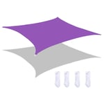 MEEYI Square Sun Shade, Shade Sail 2M X 2M, Waterproof 95% Anti-Uv Sunscreen Awning Canopy, Outdoor Swimming Pools Garden Patio Purple