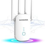 WONLINK Répéteur WiFi Puissant AC1200 Mbps Amplificateur WiFi sans Fil, Double Bande Repeteur WiFi,Borne WiFi Extender, jusqu'à 120㎡,Compatible avec Toutes Les Box Internet