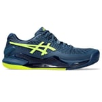 Asics Homme Gel-Resolution 9 Clay Sneaker, Mako Blue Safety Yellow, 43.5 EU