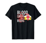 England Rugby Supporters Blood Sweat And Beers Funny Rugby T-Shirt