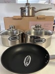 Stellar Saucepan Set 4 Piece For all Hobs 16,18 & 20cm Saucepan &20cm Frying Pan