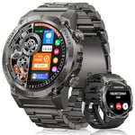 Montre Connectée Homme Militaire, 1.46" Smartwatch Homme avec Appel Bluetooth, 500mAH IP68 Étanche 120 Sportifs 24/7 Moniteur de Fréquence Cardiaque SpO2 et Sommeil, Smartwatch pour Android iOS, Noir