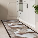 CREARREDA Wood Tropical Hexagons Kitchen Rug, 120 x 50 cm, Non-Slip and Washable Vinyl, Kitchen Runner in Vinyl, Washable, 100% Made in Italy, Deluxe Line