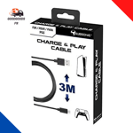 Subsonic Cable de recharge USB C XXL de 3 mètres compatible manette PS5