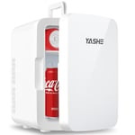 YASHE Mini Frigo de Chambre, 10 Litres/ 6 Canettes, Petit Frigo Thermoélectrique CA/CC pour Boissons, Nourriture, Beauté, Bureau, Dortoir, Voiture, Blanc