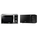 Samsung MS23F301TAS Solo Microwave with Healthy Cooking, 800W, 23 Litre, Silver & MS23K3513AK Solo Microwave, 23 Litre, Black