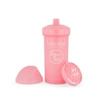 Twistshake Kid Cup Gobelet d'Apprentissage à Boire à Bec Anti-fuites 360 ml, Inclus un Mixeur de Fruits, Tasse d'entraînement Bébé à Bec, Ergonomiques, Sans BPA, 12+ Mois et, Rose Pastel